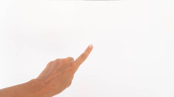 ukazováček levé ruky gesto na bílém pozadí - Fotografie, Obrázek