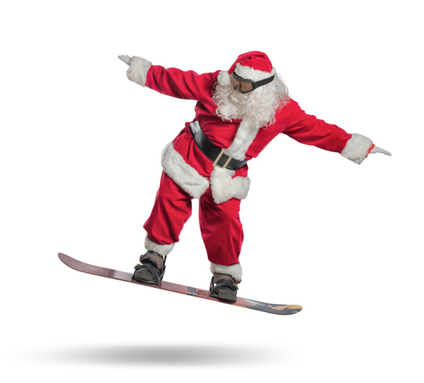 Papai Noel com snowboard
 - Foto, Imagem