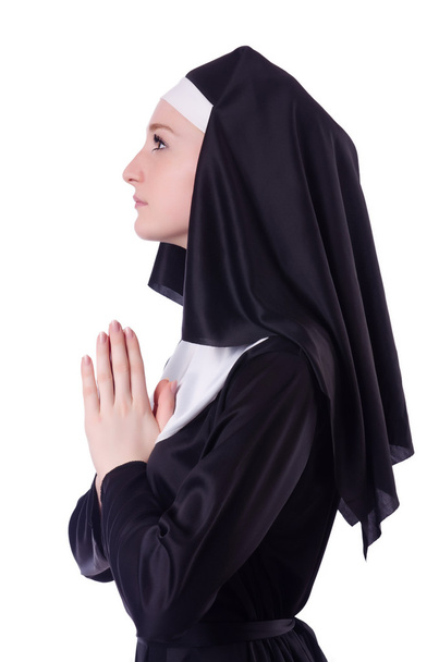Nun isolated on the white background - Photo, Image