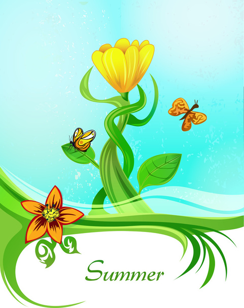 Summer floral design - Vector, Image