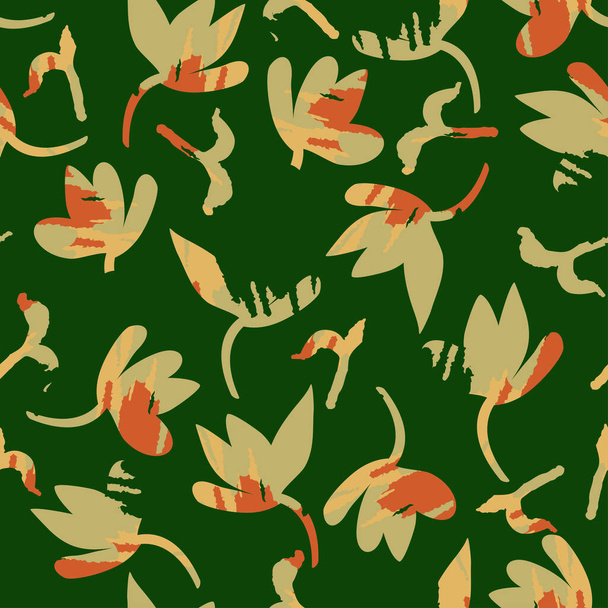 seamless multicolour flower pattern  on green background , greeting card or fabric - Vector, Image