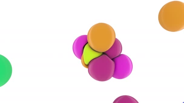 3D color bolas suaves gráficos de movimiento en la espalda blanca 4k - Imágenes, Vídeo