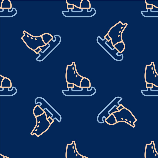 Line Skates icon isolated seamless pattern on blue background. Ice skate shoes icon. Sport boots with blades.  Vector - Vector, Image