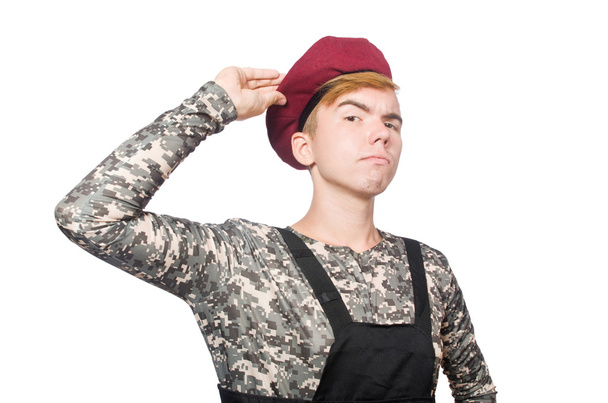 Funny soldier isolated on white - Photo, Image