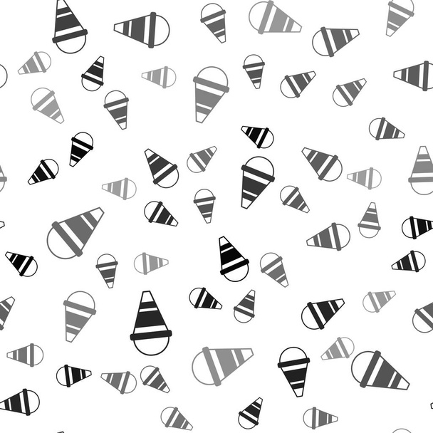 Black Fire cone bucket icon isolated seamless pattern on white background. Metal cone bucket empty or with water for fire fighting.  Vector - Vecteur, image