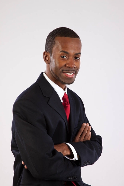 Homem de negócios preto feliz com um sorriso - Foto, Imagem