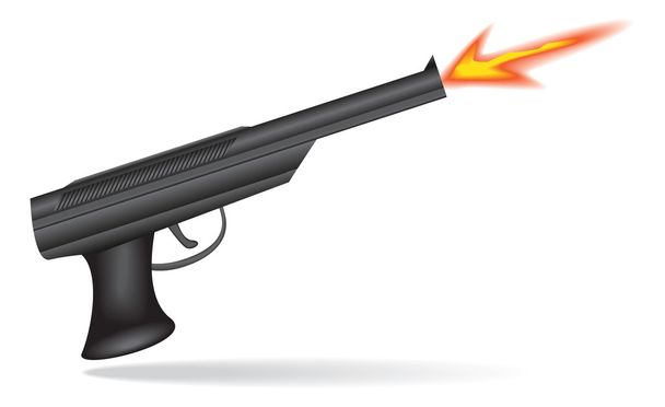 Gewehrfeuer auf weißem Hintergrund - Vektor, Bild