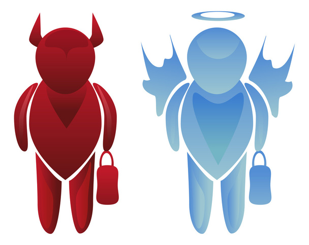 Άγγελος και διάβολος επιχειρήσεων χαρακτήρες - Διάνυσμα, εικόνα