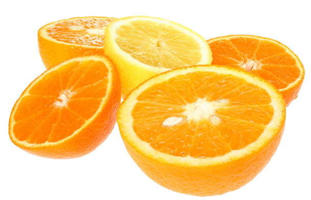 Corte fresco de limón y mandarina
 - Foto, Imagen
