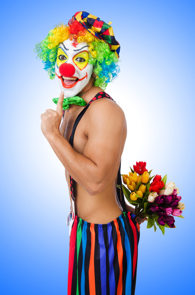 clown met bloemen - Foto, afbeelding