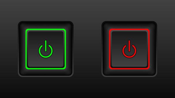 web icon rectangle push-button power. dark style - Vector, imagen