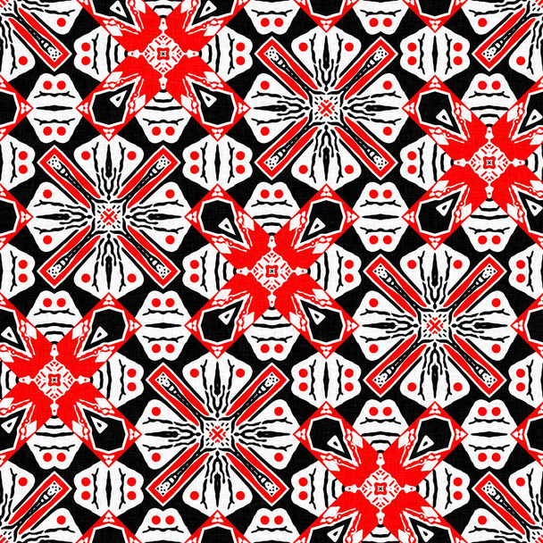 Red black seamless arabesque mosaic bandana pattern. Modern masculine neckerchief geometric scarf print, Abstract graphic fashion and wallpaper art tile - Fotografie, Obrázek