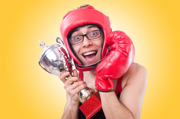 Funny boxer in red gloves - Фото, изображение