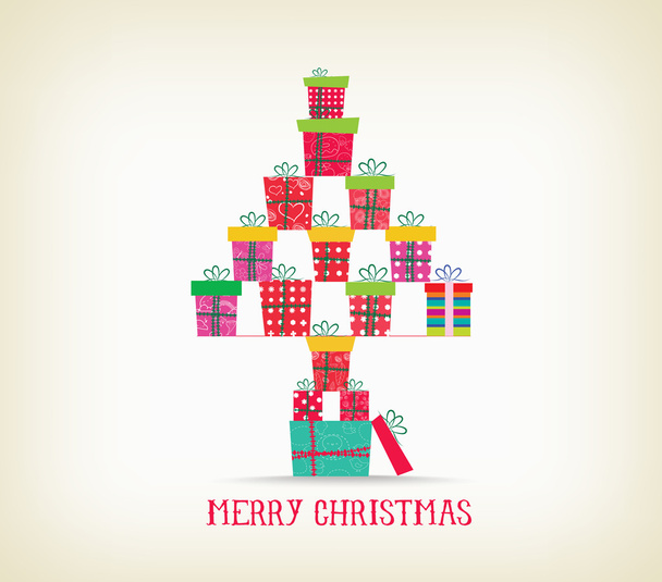 Веселого Різдва з подарунками як дерево
 - Вектор, зображення