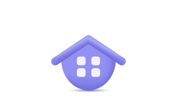 único 3d realista mínimo símbolo de la casa icono de hipoteca inmobiliaria aislado en - Vector, imagen