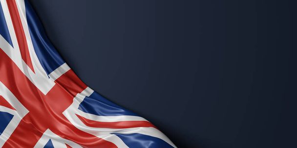 United kingdom flag on blue background with copy space 3D render - Photo, Image
