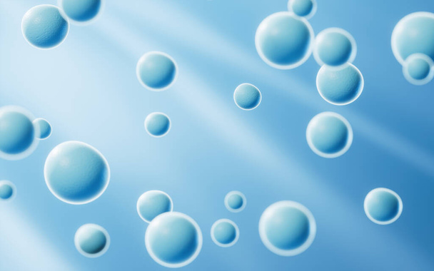 Lots of dissociative blue cells , 3d rendering. Computer digital drawing. - Foto, afbeelding