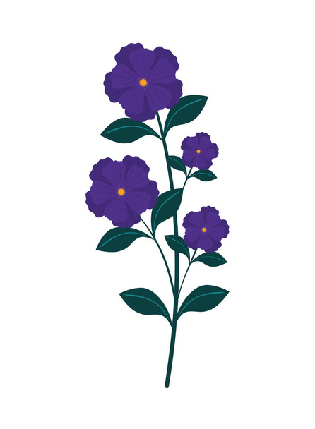 purple flowers flat icon isolated - Vektor, kép