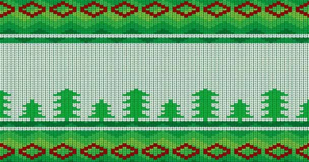 Christmas and New Year holidays season looping background ugly sweater animated video. Looping animation of Winter knitted sweater pattern in red, white and green with copy space. - Footage, Video