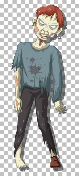 Spaventoso zombie cartone animato personaggio illustrazione - Vettoriali, immagini