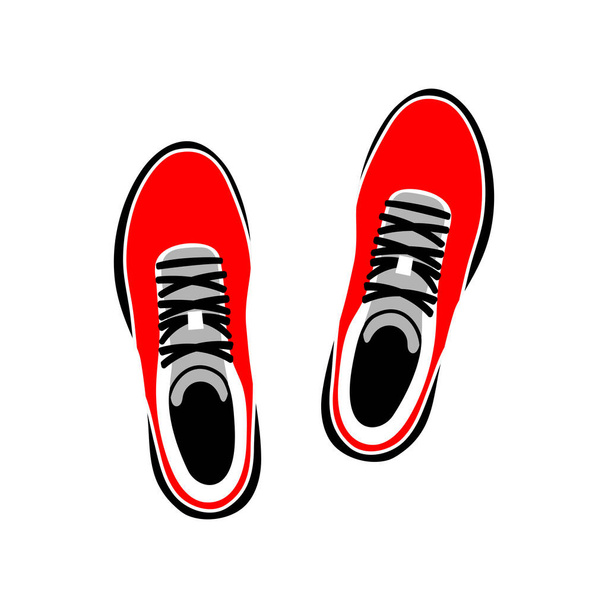Hand drawn modern flat style vector illustration of sneakers isolated on white background. Design sport, gym, fitness, healthy lifestyle for logo, emblem, sign, poster.  - ベクター画像