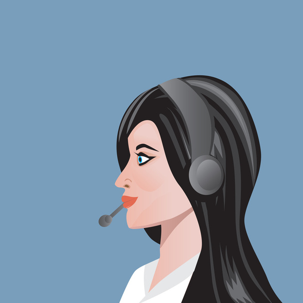 γυναίκα με ακουστικά - Διάνυσμα, εικόνα