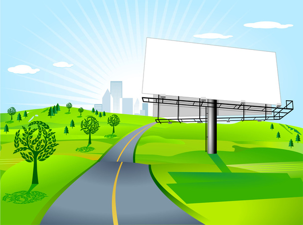Billboard op de weg - Vector, afbeelding