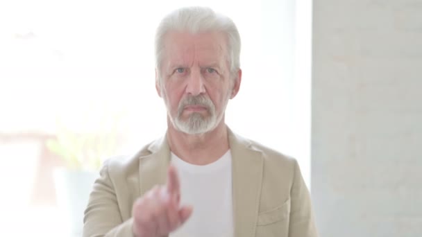 Portrait of Rejecting Senior Old Man Waving Hand - Filmagem, Vídeo