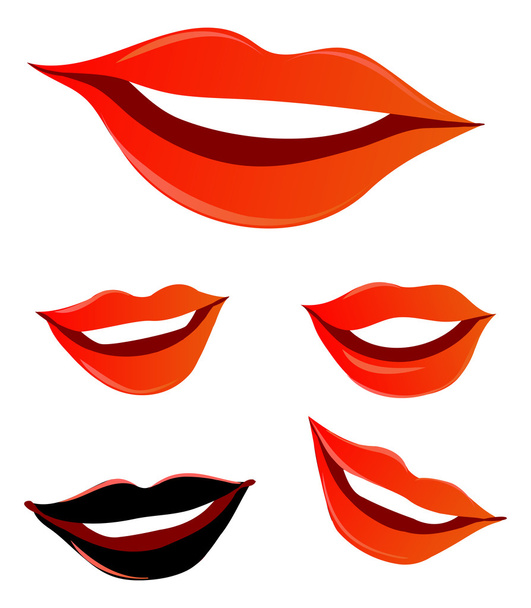 Lachende lippen collectie - Vector, afbeelding