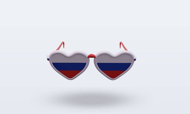 3D napszemüveg szerelem orosz zászló renderelés elölnézet - Fotó, kép