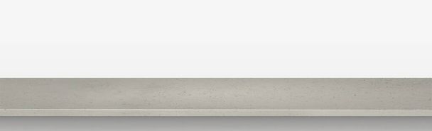 Szürke beton pult fehér panorámás háttérrel, promóciós web sablon - Vektor illusztráció - Vektor, kép