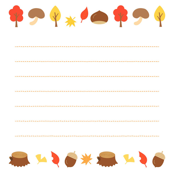 Plochý a jednoduchý podzimní materiál poznámkového bloku - Vektor, obrázek