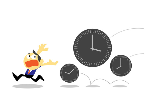 Businessman Run Away from Times - Vector, Image
