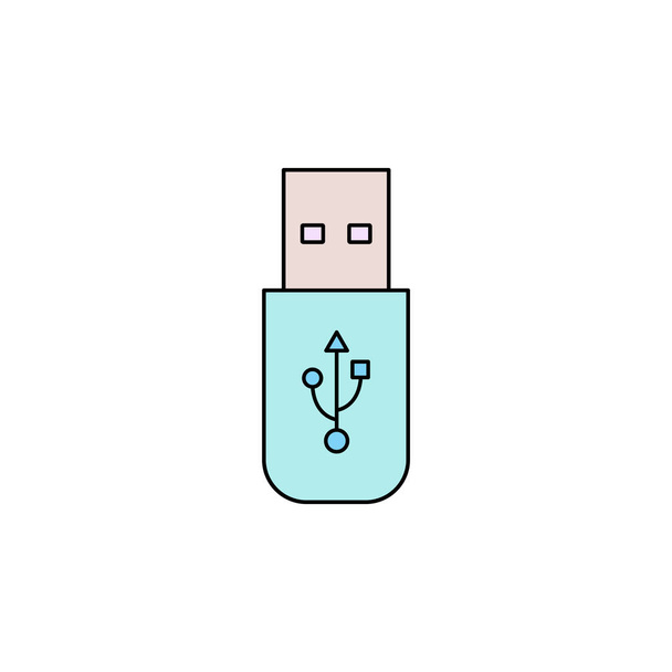 Ícone de cor da unidade flash USB, ícone do cartão de memória. usb Ícone. Símbolo de memória flash, ícone web e computador - Vetor, Imagem