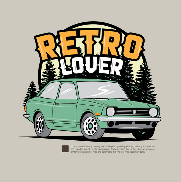 Classic car isolated vector illustration.Good for vintage poster, tshirt design or any retro graphic resources. - Vektor, Bild