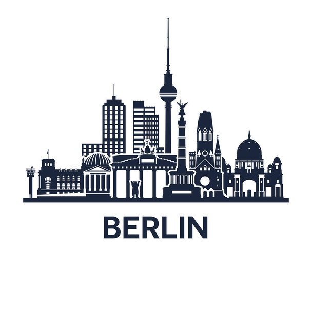 Abstraktní panorama Berlína, rozšířená verze, vektorová ilustrace - Vektor, obrázek