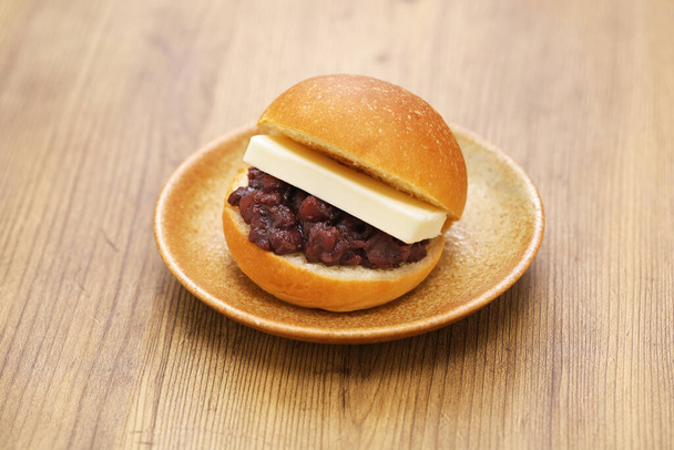 sweet red bean paste and butter sandwich, Japanese food - Φωτογραφία, εικόνα