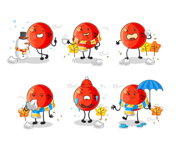 the bowling ball in cold weather character mascot vecto - Vector, Imagen