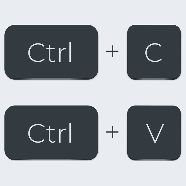 Ctrl C and Ctrl V computer keyboard buttons. Desktop interface. Web icon. Vector stock illustration - Vector, Image