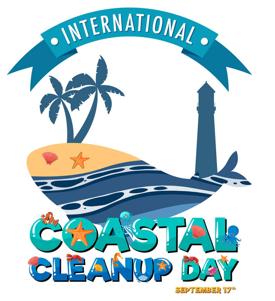 Ilustración del Banner del Día Internacional de la Limpieza Costera - Vector, imagen