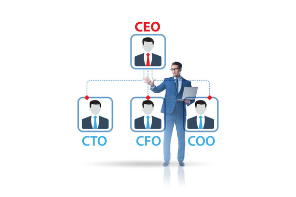Ilustración del organigrama con los distintos ejecutivos - Foto, imagen