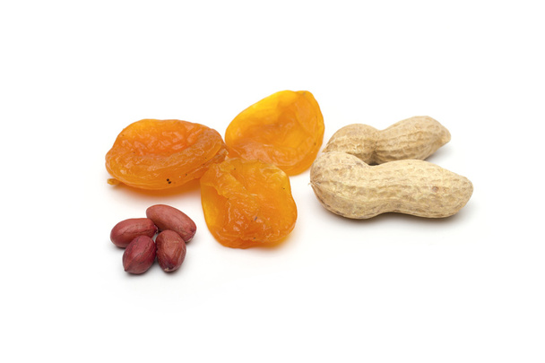 Dried apricots on the white background - Photo, Image