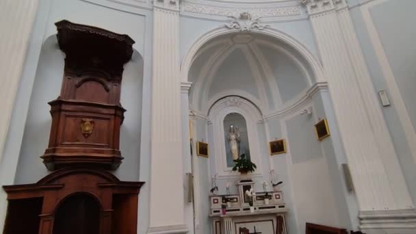 Ischia, Campania, Italy - May 13, 2022: Interior overview of the eighteenth-century Church of Santa Maria delle Grazie and of the Souls of Purgatory or of San Pietro in Corso Vittoria Colonna - 映像、動画