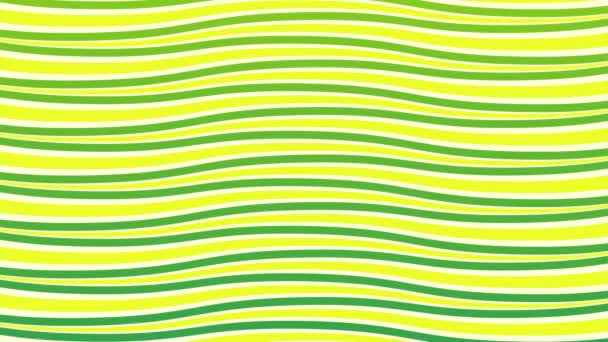 Ανάγλυφες ρίγες κυμάτων, δυναμικό πράσινο κυματιστό φόντο, πράσινο και κίτρινο χρώμα σχήματα φόντο με γραμμές, ρετρό κινούμενες γραμμές για φόντο - Πλάνα, βίντεο