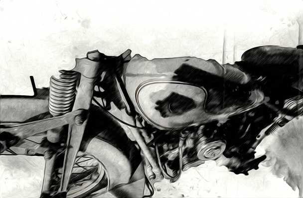 Stary wojskowy motocykl, na odizolowanym białym tle od czasów II wojny światowej - Zdjęcie, obraz