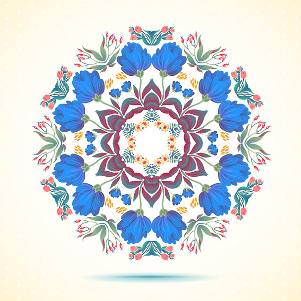 Round Ornament FLORAL Pattern - ベクター画像