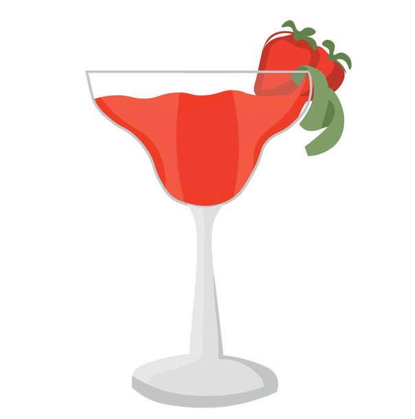 Verre de cocktail daiquiri fraise sur fond blanc - Vecteur, image