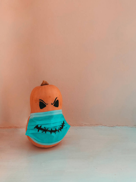 pumpkins with mask and funny face expressions - Photo, Image