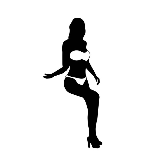 Illustration vectorielle avec des vacances d'été comme motif (silhouette femme en maillot de bain ) - Vecteur, image