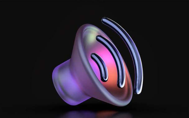 üveg morfium hangszóró ikon színes gradiens fény sötét háttér 3d render koncepció - Fotó, kép